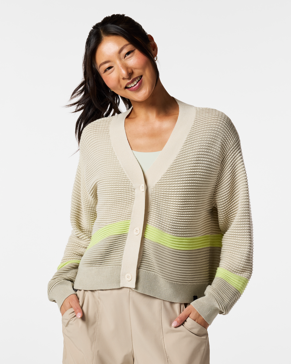 Libre Cardigan - Women's, Chalk/Mineral, Model Tiff
