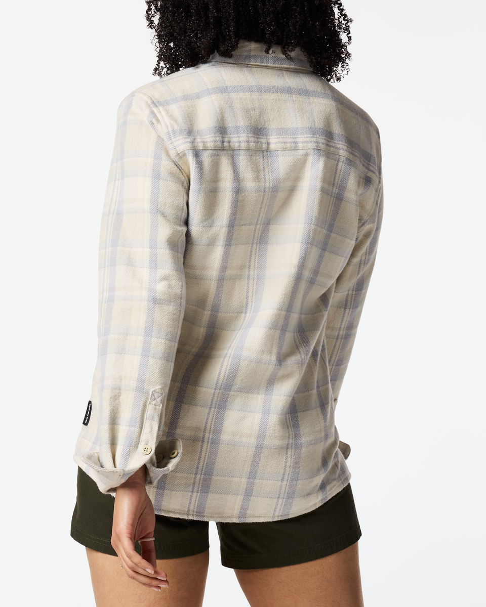 Mero Organic Flannel Shirt - Women's, Mineral Plaid, Model Kalu