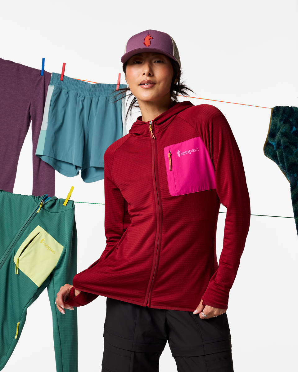 Otero Fleece Full-Zip Hooded Jacket - Women's, Crimson, Model Tiff