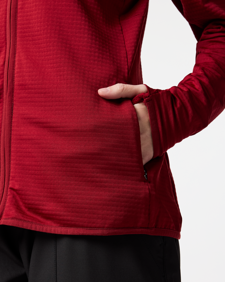 Otero Fleece Full-Zip Hooded Jacket - Women's, Crimson, Model Tiff