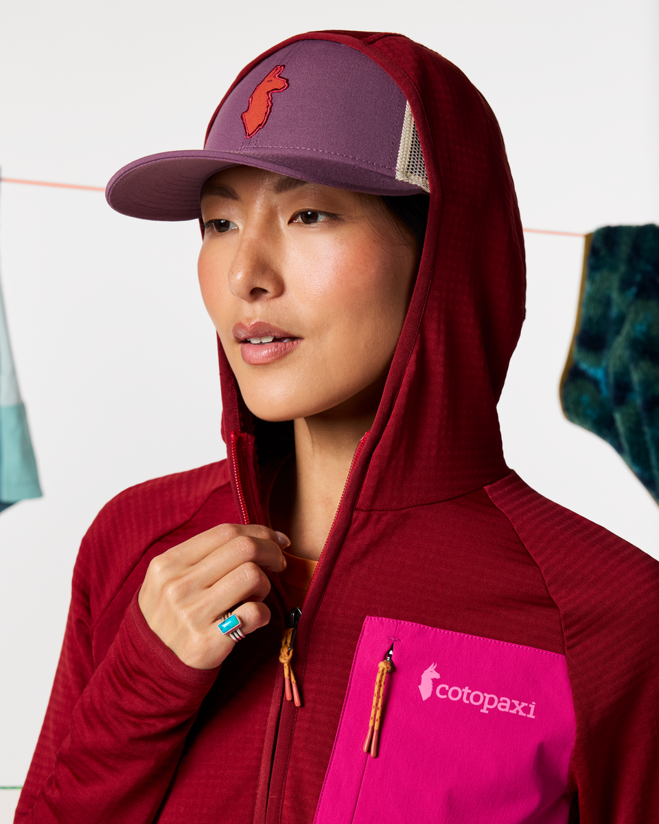 Otero Fleece Full-Zip Hooded Jacket - Women's, Crimson, Model Tiff