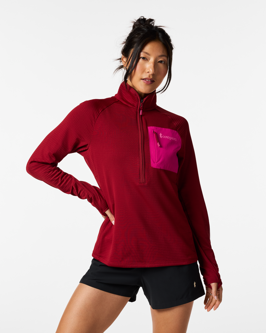 Otero Fleece Half-Zip Pullover - Women's, Crimson, Model Tiff