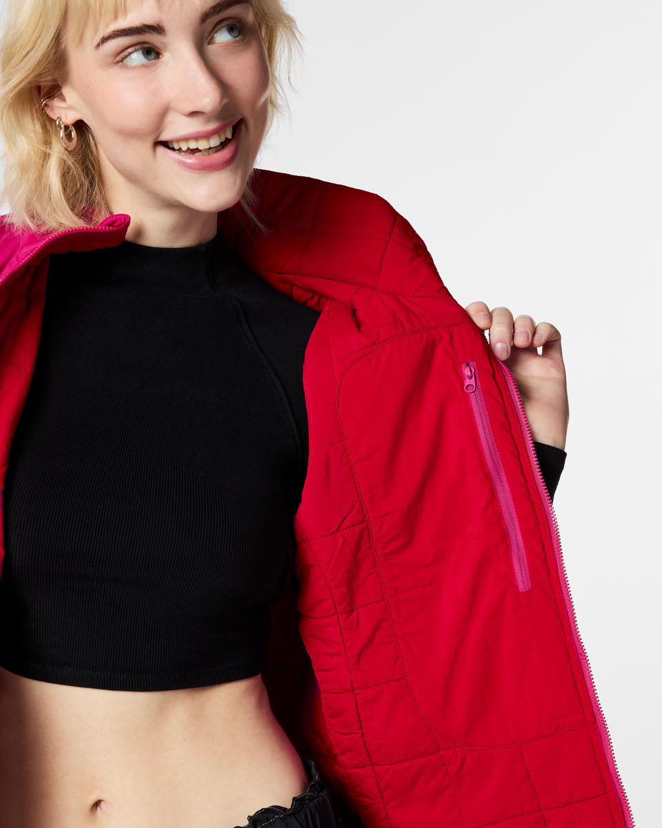 Pacaya 2.0 Insulated Reversible Vest - Women's, Pitaya, Model Josie
