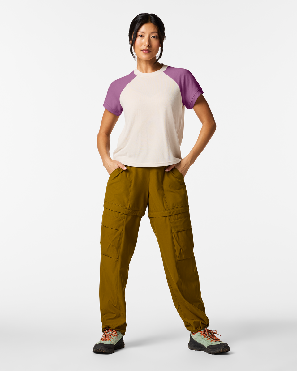 Perenne Short-Sleeve Shirt - Women's, Mystic/Cream, Model Tiff