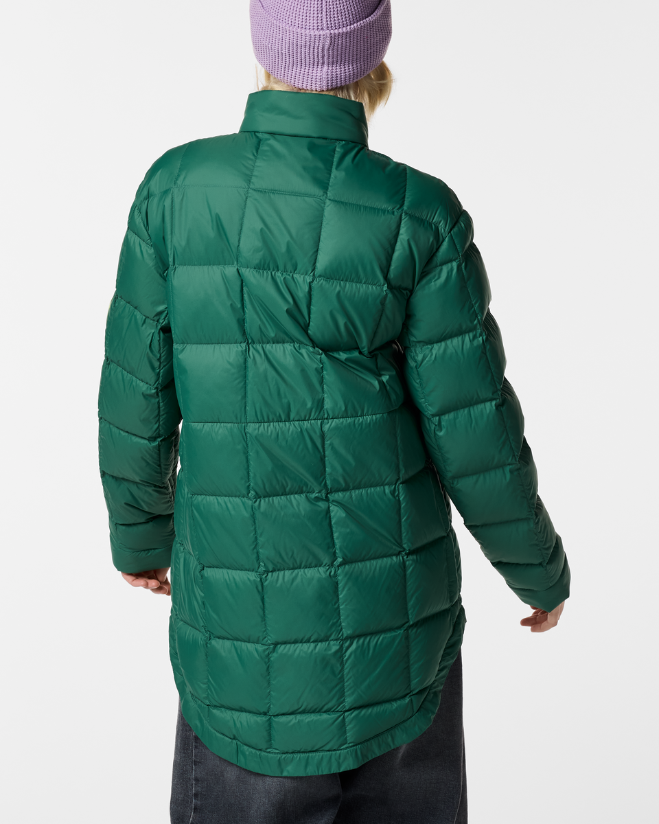 Repleto Down Long Jacket - Women's, Juniper, Model Josie