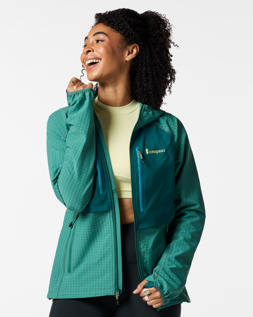 Yermo Hooded Jacket - Women's, Juniper/Deep Ocean, Model Kalu