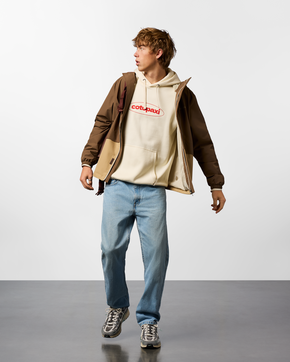 Retro Pullover Hoodie - Men's, Bone, Model Maximus